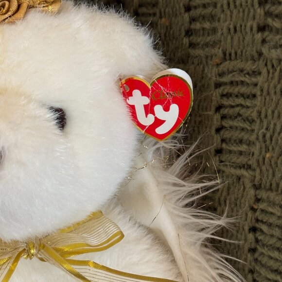 Ty Classic Divine Angel Bear Plush w/ Wings Halo Gold Ribbon Vintage Y2K - Picture 3 of 4